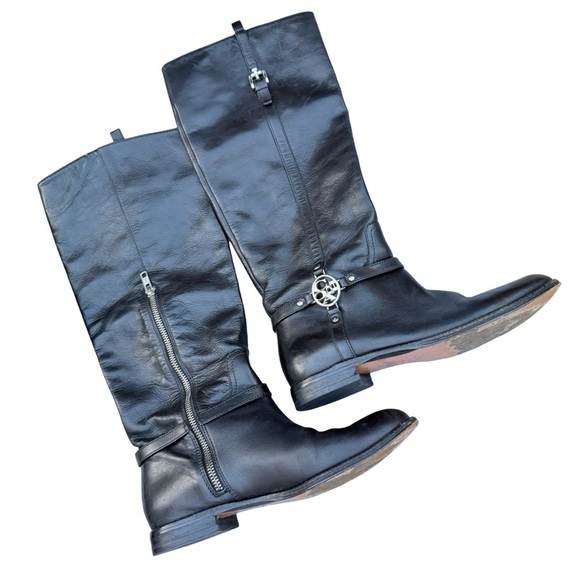 Coach Mulan Black Calf Knee High Riding Boots size 6.5 B - Picture 1 of 11